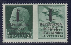ITALY RSI (Social R) War Propaganda - Sassone 51 cv 210$ Certificate MNH** R+