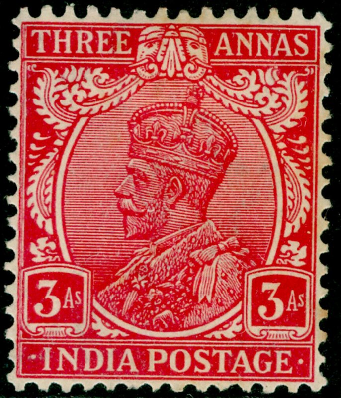 INDIA SG237, 3a carmine, M MINT. Cat £19.