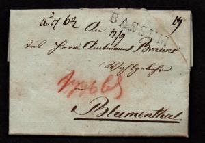 $German Stampless Cover, Bassum-Blumenthal (1836) w/o Franco