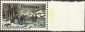 # 1703 MINT NEVER HINGED WINTER PASTIME BY NATHANIEL CURRIER