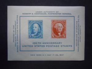 1947 #948, 5c & 10c Cipex Souvenir Sheet MNH OG VF