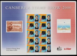 AUSTRALIA 2000 Canberra Stamp Show $4.50 SES + imperf proof sheet. MNH **.