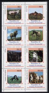 EQUATORIAL GUINEA - 1976 - Horses - Perf 8v Sheet - MNH