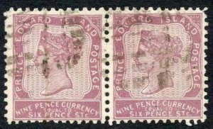 Prince Edward Island SG20 9d reddish mauve perf 11.5 x 12 PAIR Cat 200 pounds 