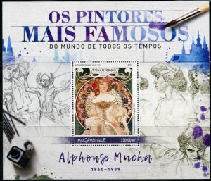 MOZAMBIQUE 2016 FAMOUS PAINTERS ALPHONSE MUCHA  SOUVENIR SHEET MINT NH