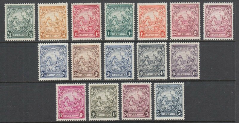 Barbados Sc 193-201A MNH. 1938-47 Coat of Arms definitives, complete set