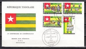 Togo, Scott cat. 907-8, C248-9. Independence Anniv. First day cover. Dance. ^