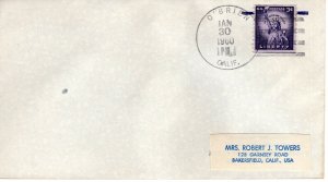 CALIFORNIA TOWN CANCEL,  O'BRIEN, CA  1960  FDC11435