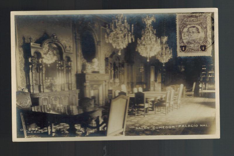 1911 Mexico City DF Mexico RPPC Postcard Cover national Palce Dining Hall