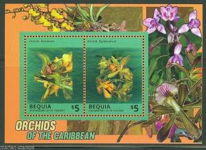 BEQUIA  2014 ORCHIDS OF THE CARIBBEAN SOUVENIR SHEET  MINT NH