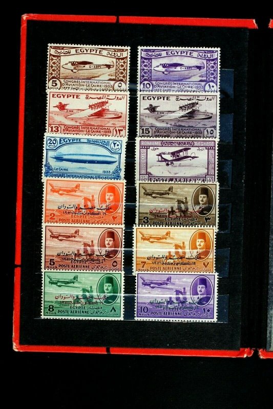 Egypt Stamp Collection Air Mail High Value in Vintage Introplast Sleeve