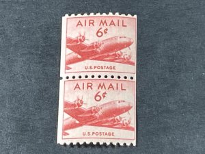 U.S.# C41-MINT NEVER/HINGED----PAIR---CARMINE---AIR-MAIL---1949