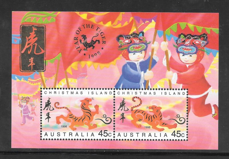 CHRISTMAS ISLAND #411b MNH 1995 Year of the Tiger Souvenir Sheet (12461)