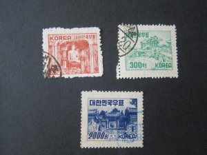 Korea 1952 Sc 183-4,186 FU