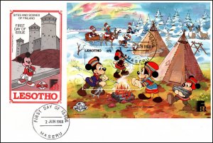 Lesotho 640-649 Disney's Set of Four U/A FDCs