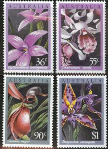 AUSTRALIA Scott 997-1000 MNH** 1986 Orchid flower set