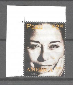 PERU 1998 WOMEN SINGER CHABUCA GRANDA AMERICA UPAEP ISSUE 1 VALUE MINT NH