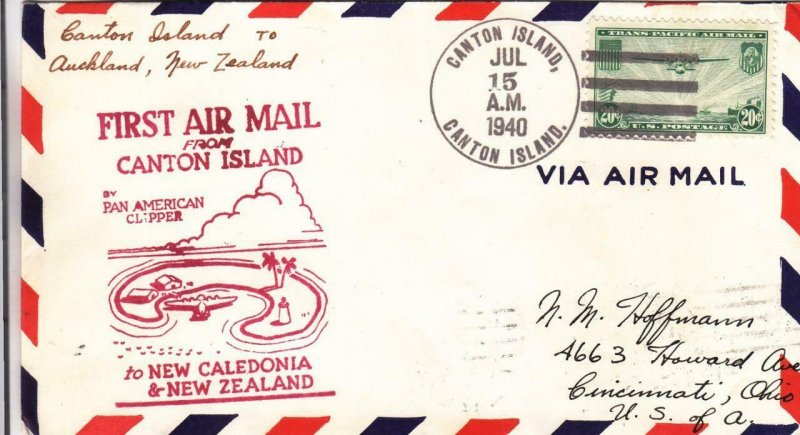 1940, 1st Flt.,F19-5, Canton Island to Auckland, New Zealand, See Remark (32739)