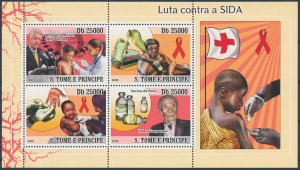 Sao Tome & Principe 2008 MNH Medical Stamps Fight Against AIDS Clinton 4v M/S