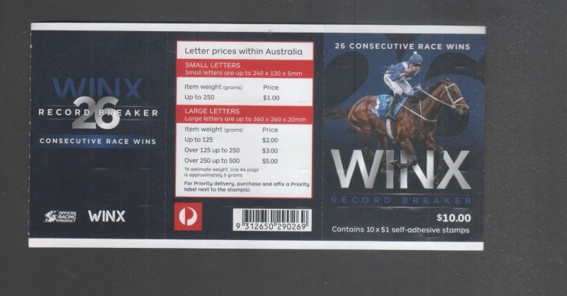 Australian Stamps 2018 Winx $1 Booklet 10 Peel Stick stamps Horse Racing 26 Cons