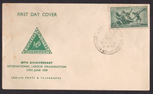 INDIA - 1959 40th ANNIVERSARY OF INTERNATIONAL LABOR ORGANIZATION - FDC