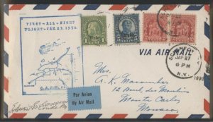 USA 1930 Kansas Nebraska Issue Sc674 Airmail CAM20 Cover Monte Carlo Mona 112938