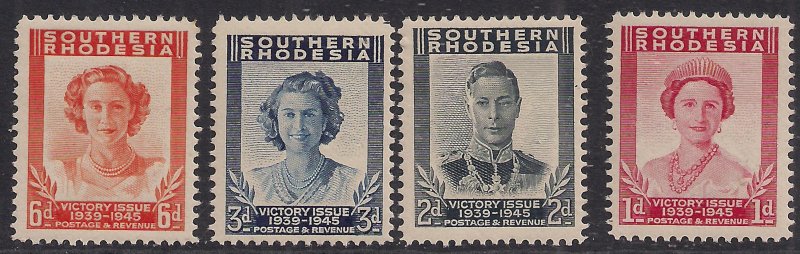 Southern Rhodesia 1947 KGV1 Set Victory UMM SG 64 - 67  ( J1089 ) 