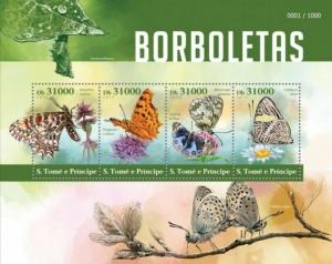 St Thomas - 2015 Butterflies on Stamps - 4 Stamp Sheet - ST15412a