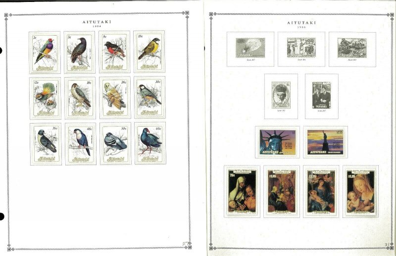 Aitutaki 1903-1988 MNH & LH in Mounts (1 used) on Scott International Pages