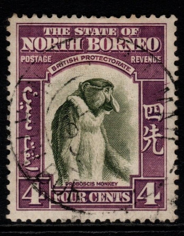 NORTH BORNEO SG306 1939 4c BRONZE-GREEN & VIOLET FINE USED 