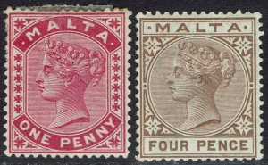 MALTA 1885 QV 1D AND 4D