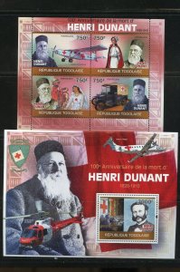 CLOSE-OUT TOGO 100th MEMORIAL OF HENRI DUNANT SHEET & S/S MINT NH