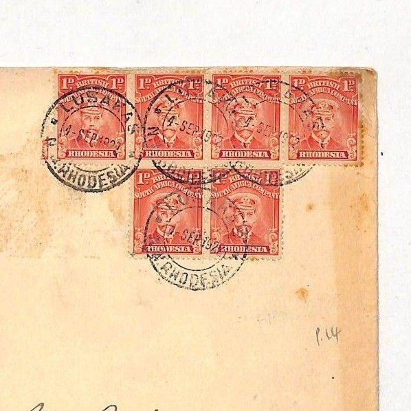 DD219 1922 Rhodesia Lusakas Cover PTS