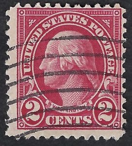 United States #554  2¢ Washington.  Carmine. Perf 11. Flat Plate. Fine. Used