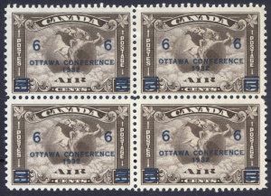 Canada 1932 6c on 5c Deep Brown BLOCK 4 SG 318 Scott C4 MNH/MLH Cat £56($75)++