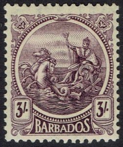 BARBADOS 1921 KGV SEAHORSES 3/-