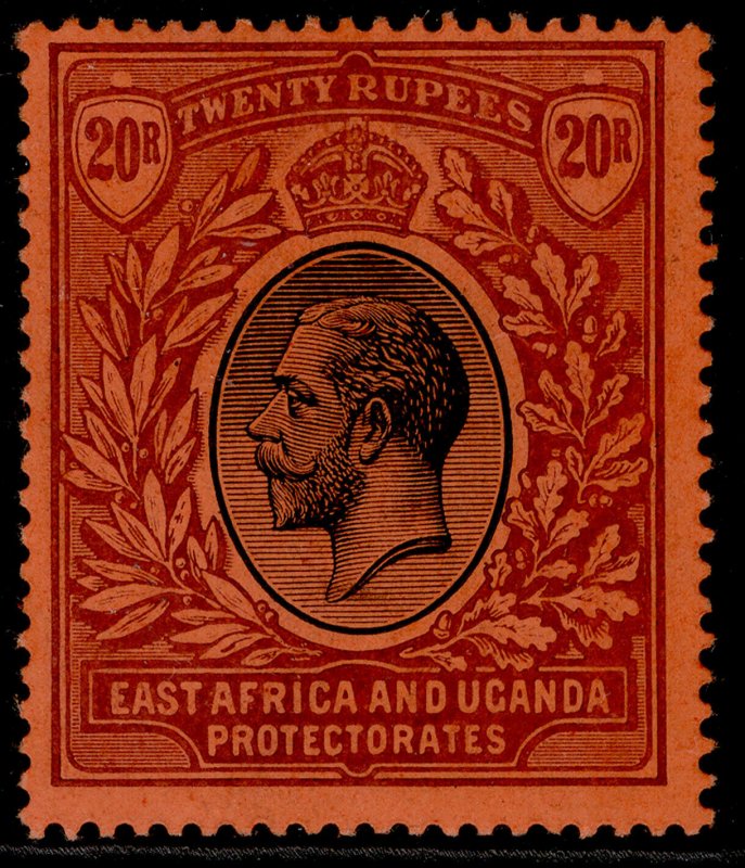 EAST AFRICA and UGANDA GV SG59, 20r black & purple/red, VLH MINT. Cat £475.