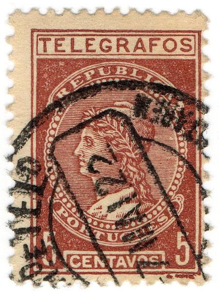 (I.B) Portugal Telegraphs : 5c Red-Brown