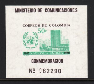 Colombia 725 United Nations Souvenir Sheet MNH VF