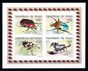 [75552] Congo Brazzaville 1999 Insects Beetle Spider Scorpion Imperf. Sheet MNH