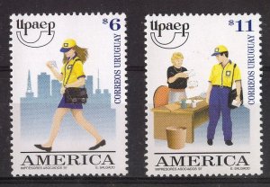 Uruguay stamp 1997 - America Issue Woman carrying mail and men delivering letter