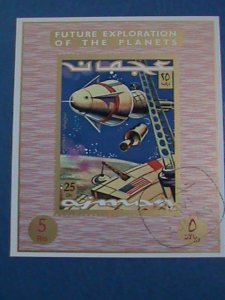 AJMAN STATE-STAMP:1971- PLANETS EXPLORATION CTO:S/S SHEET -WITH FIRST DAY CANCEL
