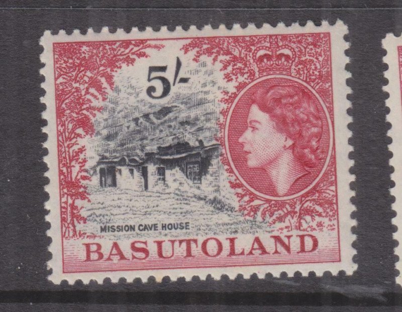 BASUTOLAND, 1954 QE 5s. Black & Carmine, heavy hinged.