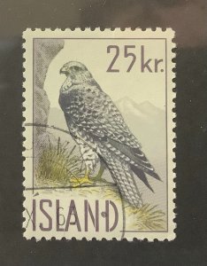 Iceland 1960 Scott 323 used  - 25kr,  Icelandic Falcon