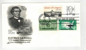 CONGRESSMAN & SENATOR JUSTIN MORRILL 2941 FDC ARTCRAFT 4 STAMP COMBO Nice!