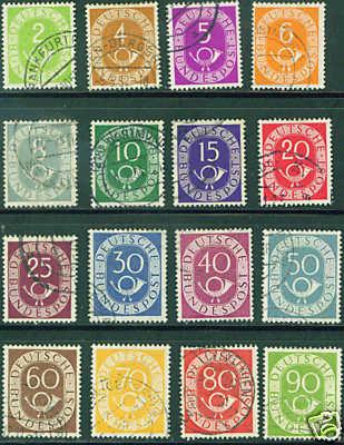 German Deutsche Bundespost Scott 670-85 used 1949 CV$33