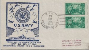 1945 USS Enterprise CVA-6, Presidential Review to Long Island, NY (N8054)