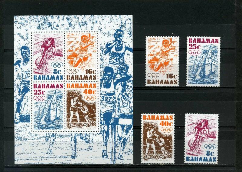 BAHAMAS 1976 SUMMER OLYMPIC GAMES MONTREAL SET OF 4 STAMPS & S/S  MNH 