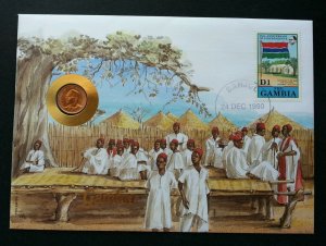 Gambia 25th Anniversary Of Independence 1990 FDC (coin cover)