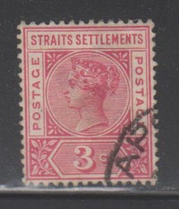 Straits Settlements,  3c Queen Victoria (SC# 84) USED